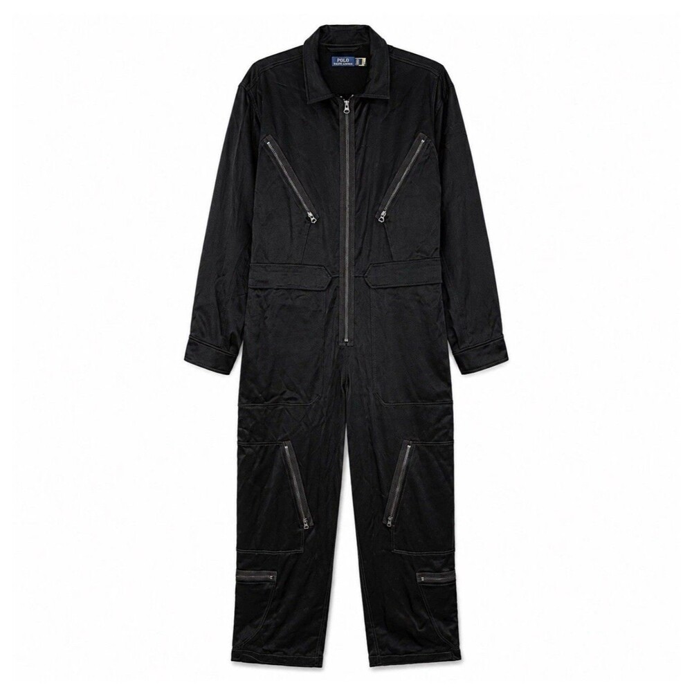 Polo Ralph Lauren Flight Suit Jumpsuit Womens 12 Black NWT Utility Coverall